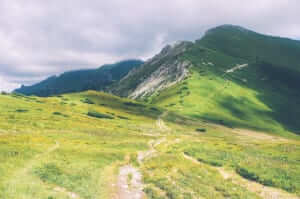 mountain with path