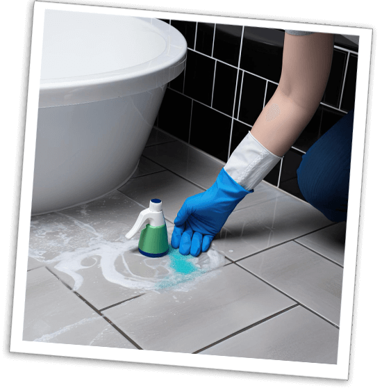image of a housewife working-as-cleaner cleaning the bathroom floor