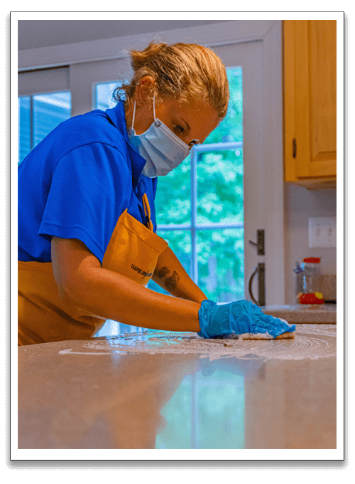 an image of a carpediem cleaning woman Cleaning the kittchen​